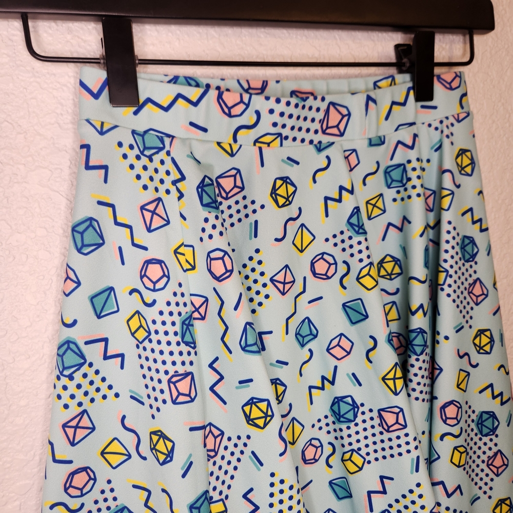 Paola's Pixels Womens 90's Dice Skater Skirt Blue Pink Yellow Mini Cute Small - Picture 7 of 13